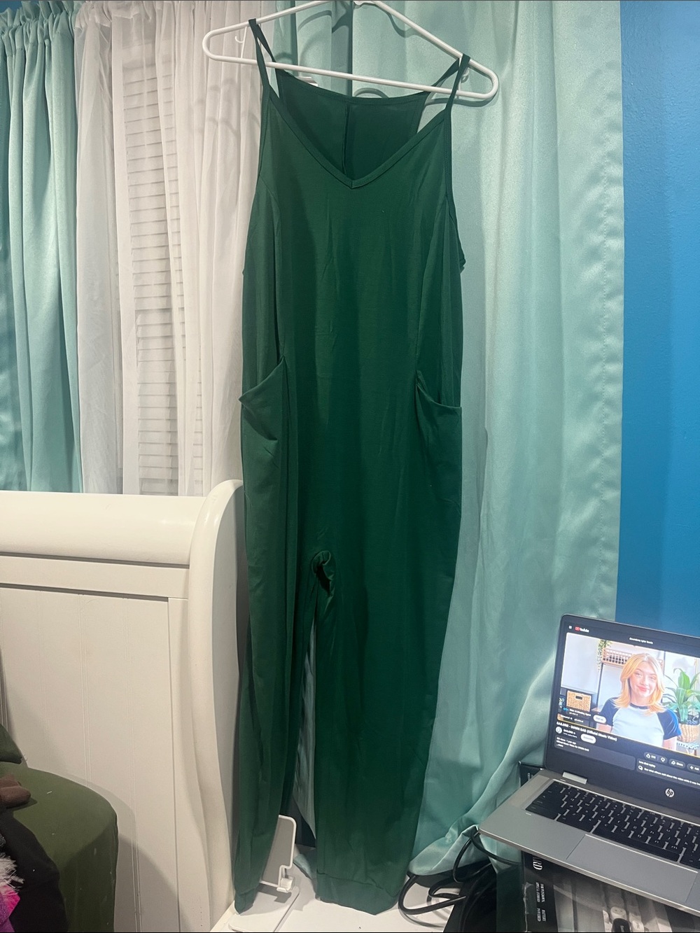 Elegant Dark Green Jumpsuit with Slim Straps